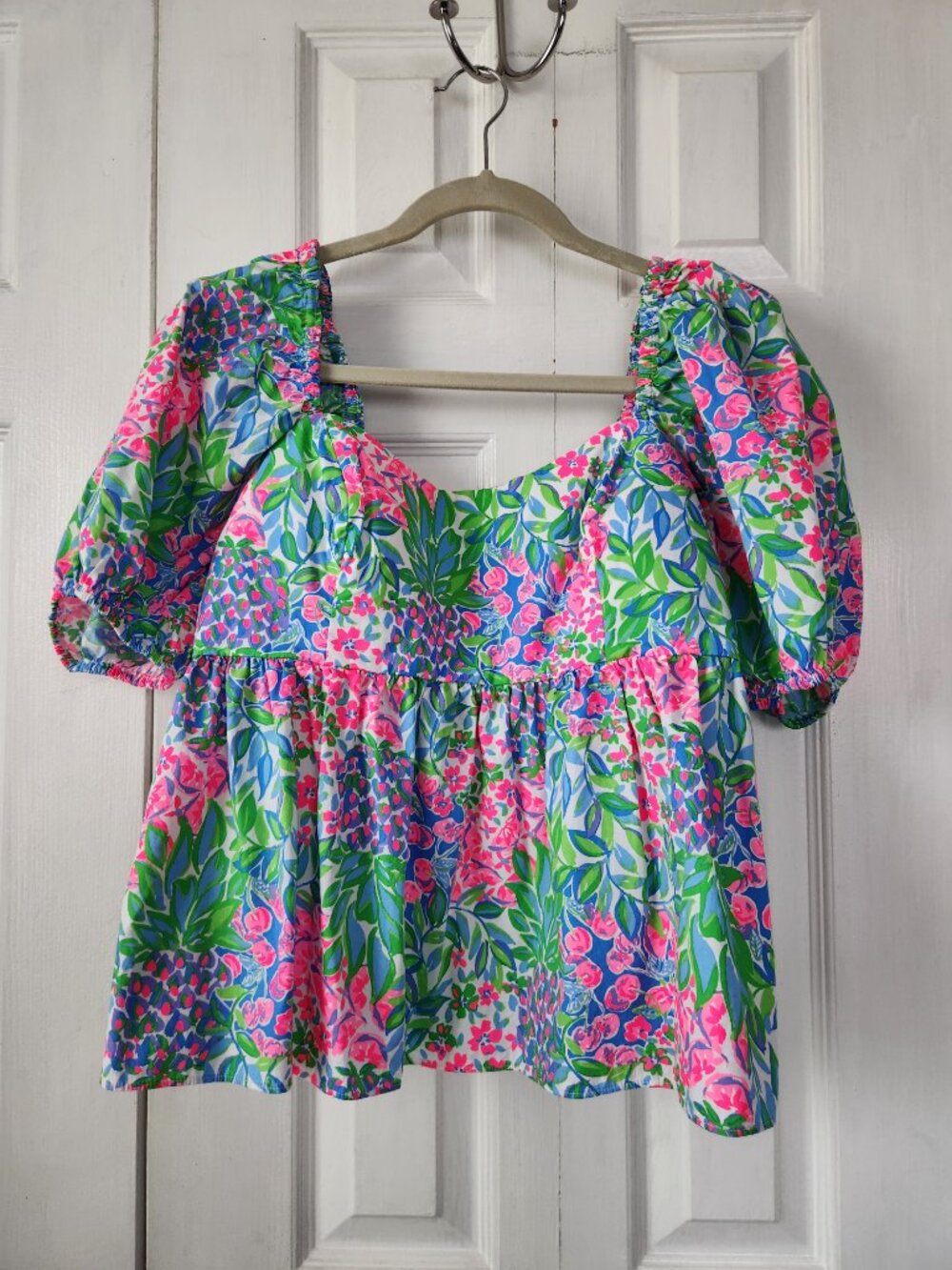 NWOT Lilly Pulitzer Kay Short Sleeve Cotton Top Multi a Cherry on Top Size 12 - Picture 2 of 6